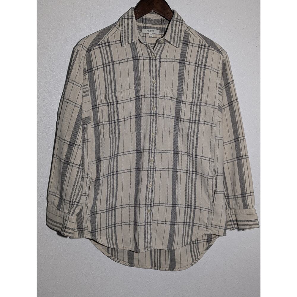 Madewell Flannel Button-Up Shirt in Plaid with Pockets Size M